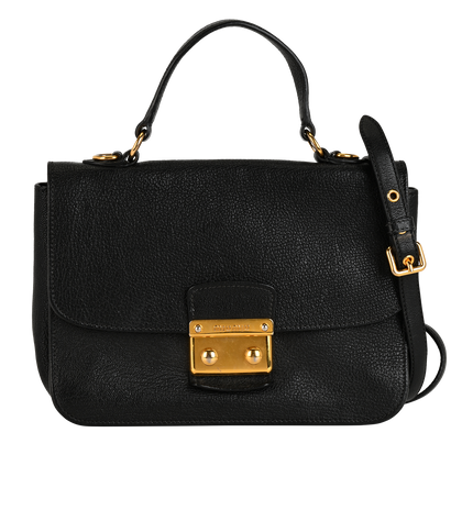 Top Handle Satchel, &pound;390, Handbags, Black, Leather, Front view
